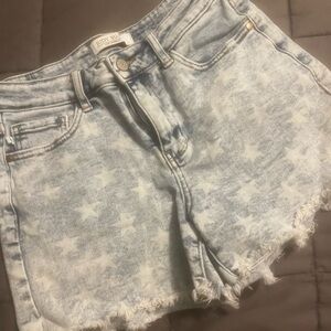 Judy Blue Women's Star Print Denim Shorts - Light Blue